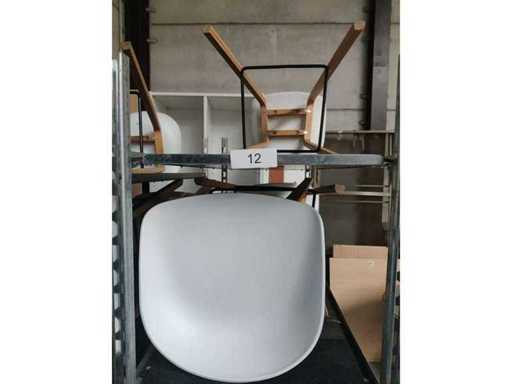 8x white bar stool (wooden frame (excl. transport cart) (8x)