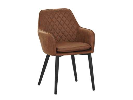 Colenis - Sedia da pranzo Jay - Set di 6 - Cognac - Microfibra - Con bracciolo