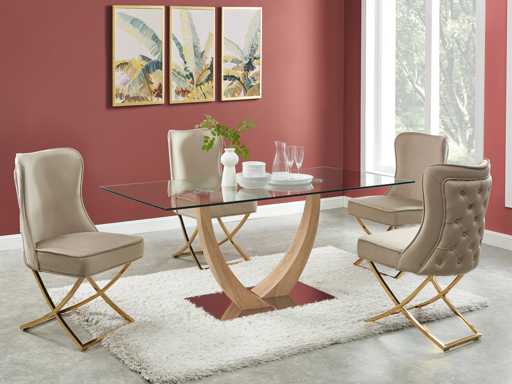 Fluwelen en verguld roestvrijstalen stoel - Beige - Pascal MORABITO (x4)