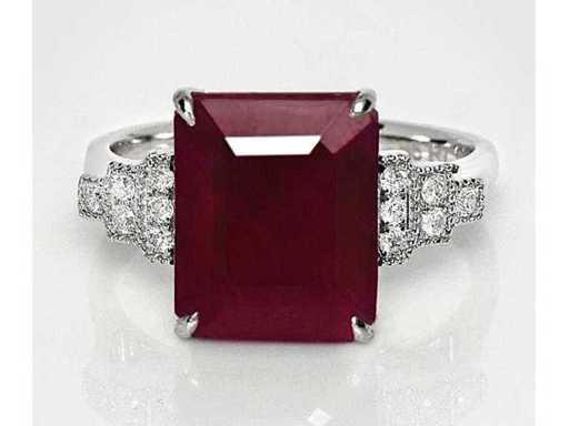 Luxe Design Ring Natuurlijke Paarsrode Robijn 7,25 karaat