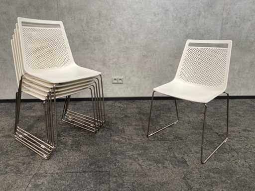 6x Gaber Akami - nestelbare kantinestoel - wit