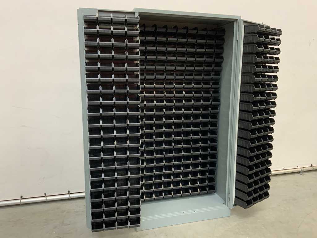 Baking strip cabinet filled with 340 storage bins