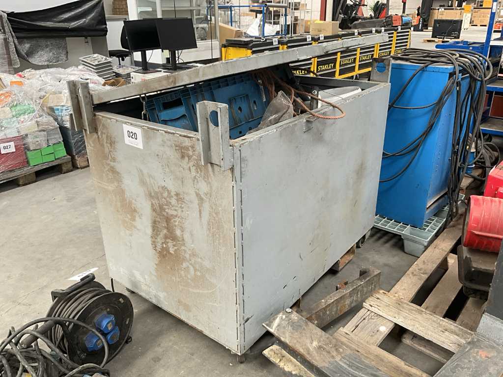 Metal pallet box with contents