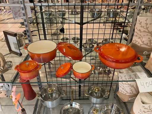 Gsw gietijzeren kookpottenset oranje (4x)