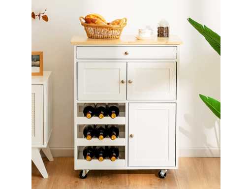 Kitchen trolley, rolling trolley with large tray