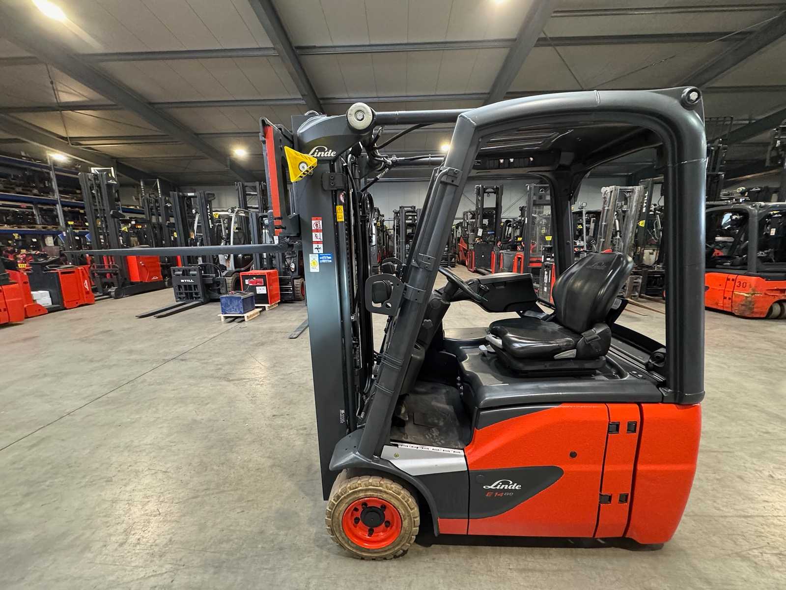 2018 Service + UVV 02/2027 Linde E14-02 EVO 1,400kg Duplex Free Lift Electric Forklift 6,504 Hours