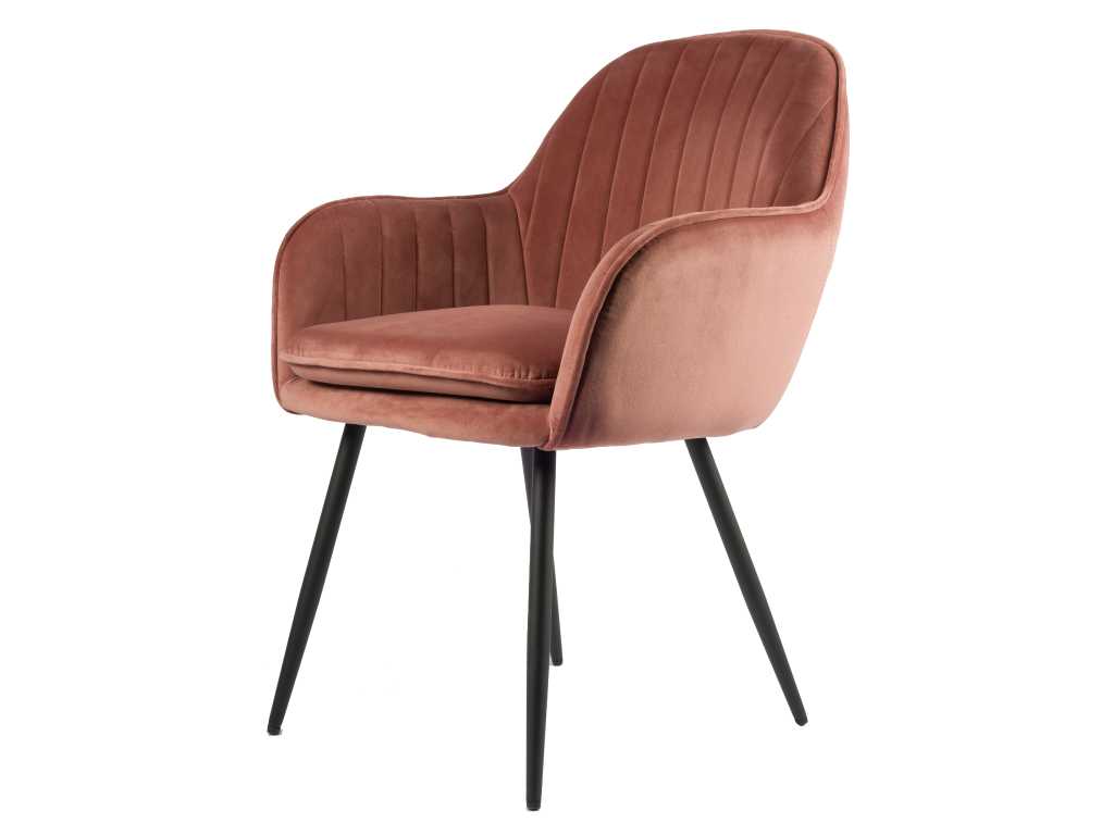 6x Chaise de salle à manger design velours rose