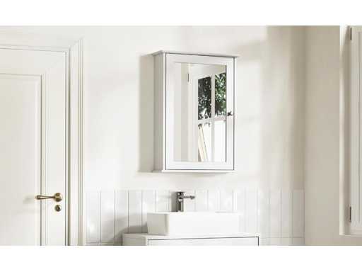 (x3) Spiegelkast, met spiegeldeur, verstelbare plank, wit