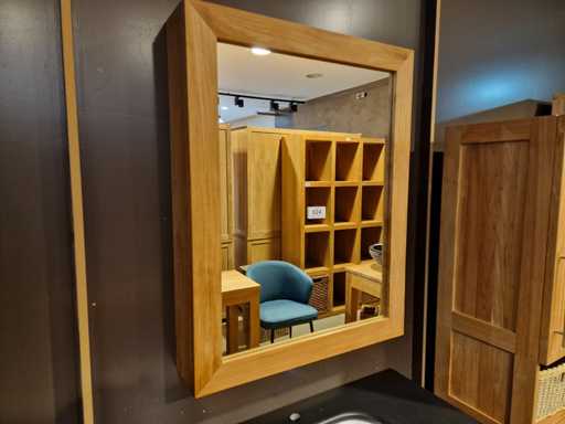 Armoire miroir en teck Line Rome 70 x 17 x H90cm Ouvert à droite