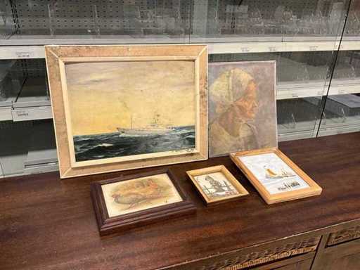 Wanddecoratie in lijst (5x)