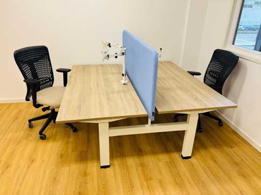Electric double desk (height adjustable) + 2 chairs