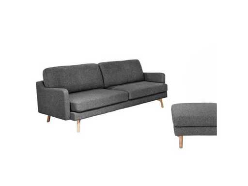Salon Argo dark gray 3-seater + ottoman