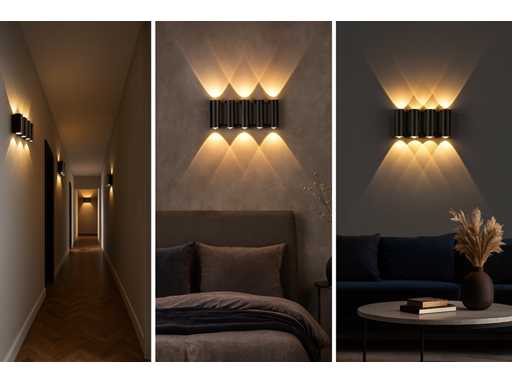 Bidirectionele  LED Wandlamp – 8W – 3500K – IP54 – Zwart – SW-47-4 (x10)