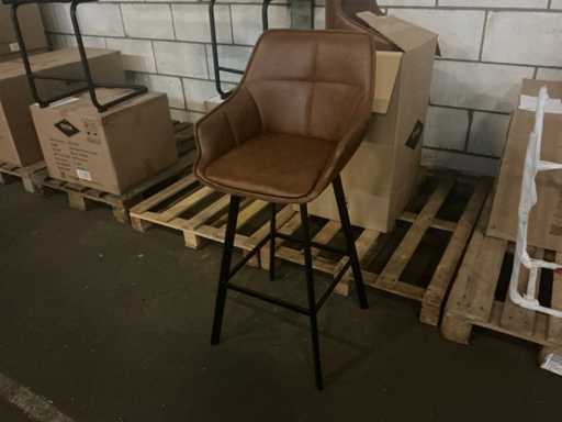 Gigameubel Joah Cognac Leather look 8820557 Bar stool (2x)