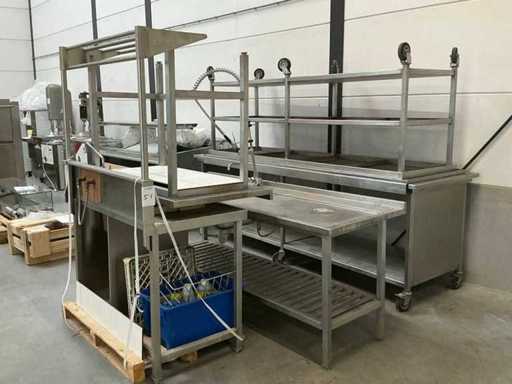 Diverse Spoel en werktafels ( rvs )