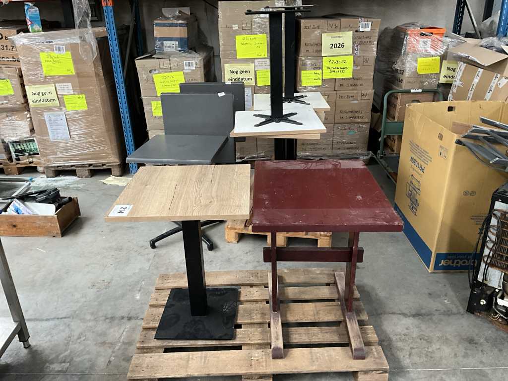 9x Various bistro tables + 3x folding chair