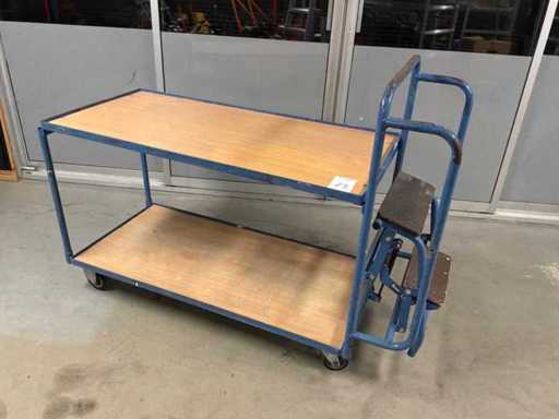 Fetra Shelf trolley/order picking trolley with 2-step ladder
