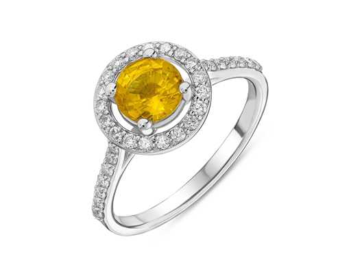 Inel de safir natural intens AAA+ de lux, 1,61 carate în aur alb 18k.