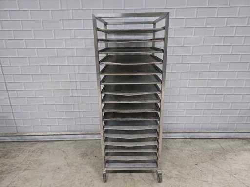 Cărucior de răcire din oțel inoxidabil cu 16 piese și 16 tăvi de copt din aluminiu 