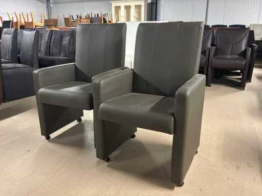 Mobiler Leder-Esssessel (2x)