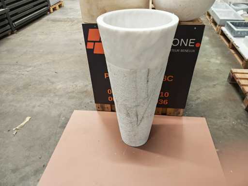 Biała kolumna do prania z kamienia naturalnego marmuru 40x90 cm