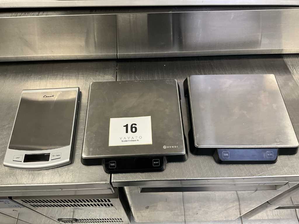 3 different digital kitchen scales
