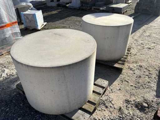 Poef beton - Grijs - 100 x 70 cm (2x)