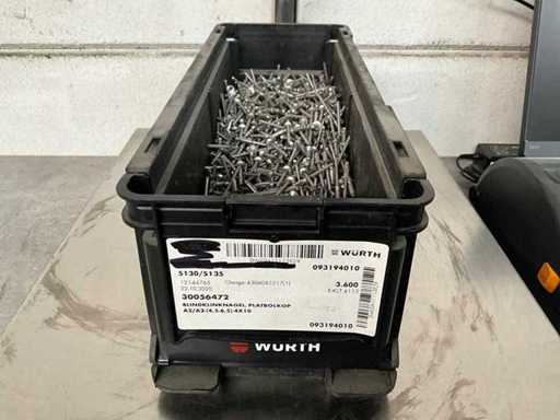 Würth 7.00 kg Blindklinknagel platbolkop A2-(4,5,6,5)-4x10 in stapelbare bak