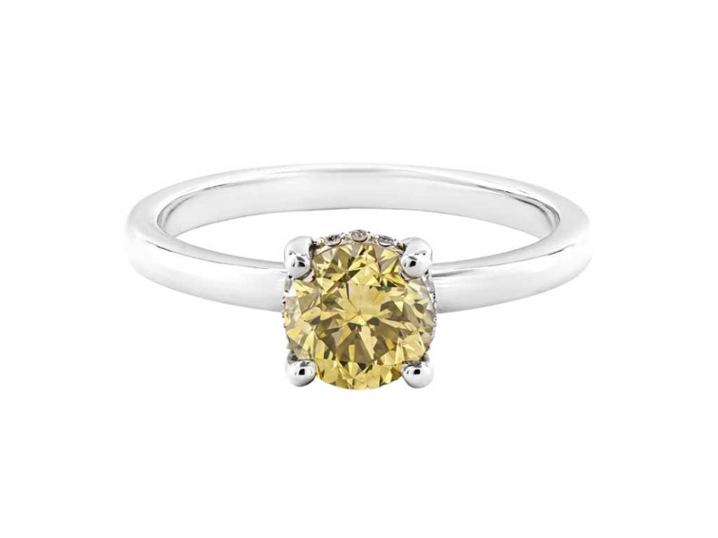 Luxury Ring Natural Diamand Fancy Light Yellow 1.06 carat