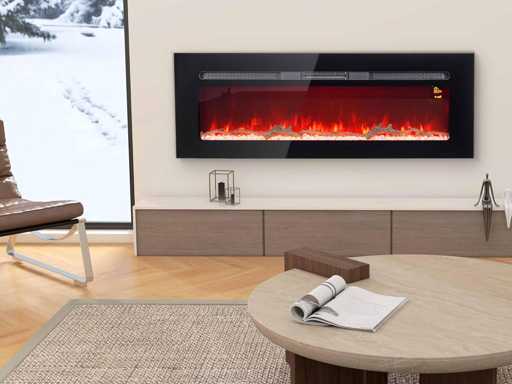 Cheminée électrique 1800 W Mural ou encastrable Fausse cheminée avec Effet Flamme