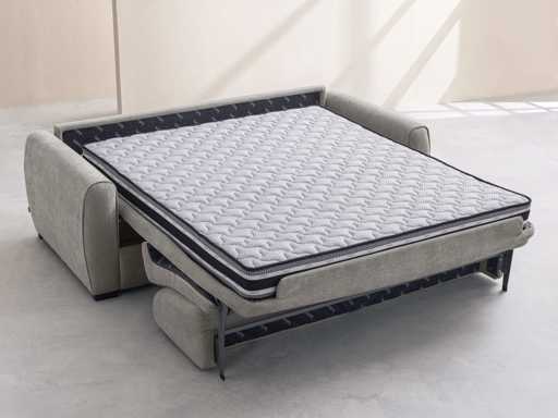 2-zits slaapbank - Slaapt 140 cm - Matrassen 16 cm - Waterafstotend chenille-stof Lugano - Olivgroen