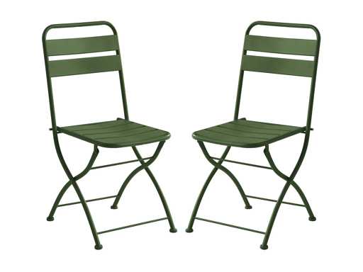Metal Folding Garden Chairs - Khaki (x4)
