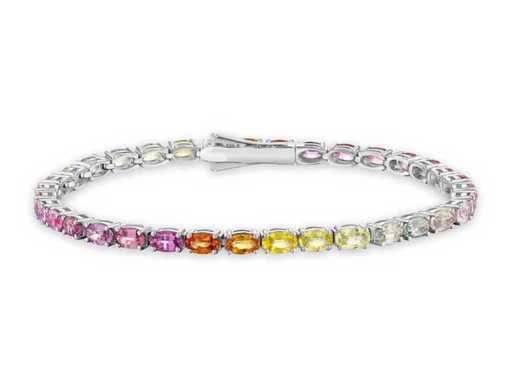 Magnificent Luxury Natural Multi Soft Color Sapphire Bracelet 9.88 carats in 18k white gold