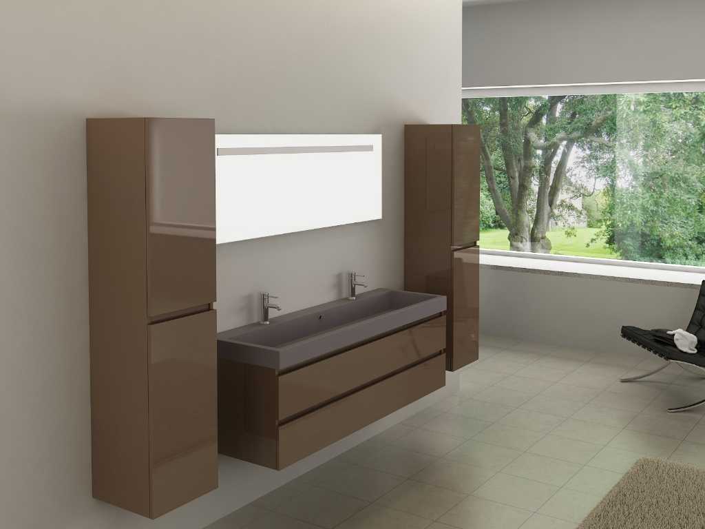 2-person bathroom furniture 150 cm taupe - Incl. taps