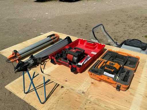 2x Rotatielaser: Hilti PRI 36 & Geo-Fennel FL200A-N met statieven en toebehoren