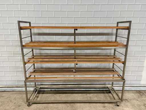 4 Delige - Afkoelwagen RVS / hout 