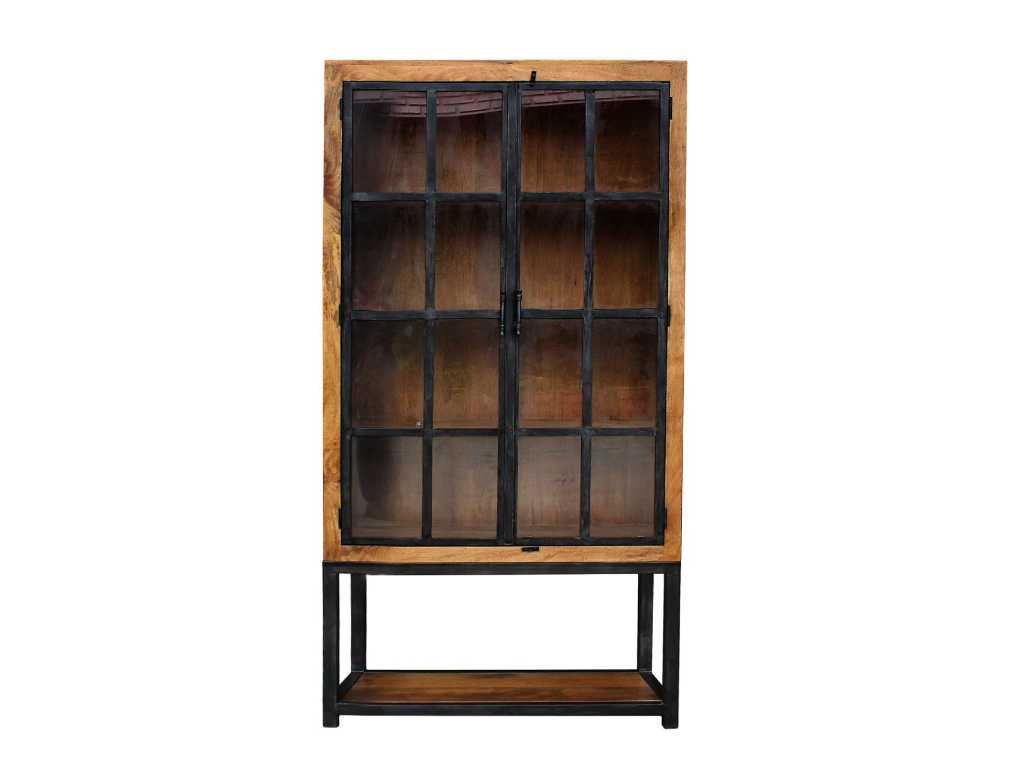 Assembled glass-door cabinet FIRENZE 100 cm in solid wood
