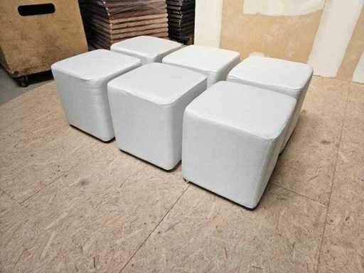 6x zitpoef wit 40x40x47cm