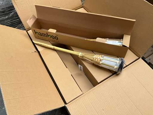 Bambou - Torches - Naturel - Moso - Énergie solaire LED - Éclairage de jardin (50x)