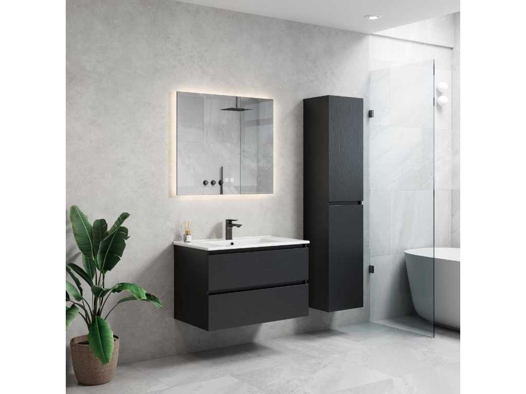 1 x 80cm Bathroom Furniture Set - Color: Black Oak
