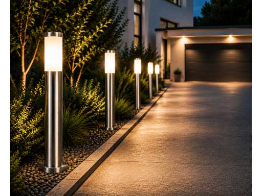 8 x Buitenlamp Tuinpaal – E27 – Chroom – IP44 – 800mm – DEFNE-5