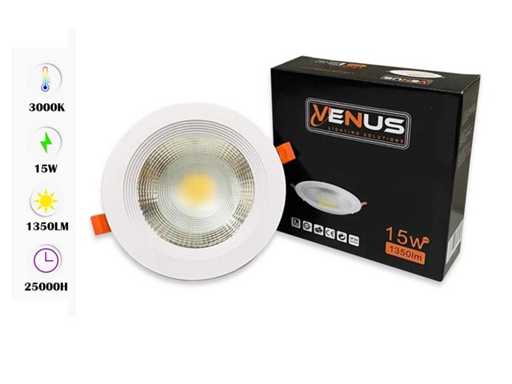 10 x LED Downlight – 15W – 3000K Warm Wit –  IP20