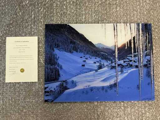 Stampa "Tramonto di ghiaccio tra le montagne"