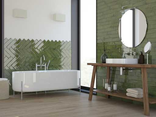 Wall tile 48m2 Chimia Olive glossy 7.5x30cm