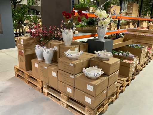 Emerald, Silka Frog snail vases, bowls and leaf branches