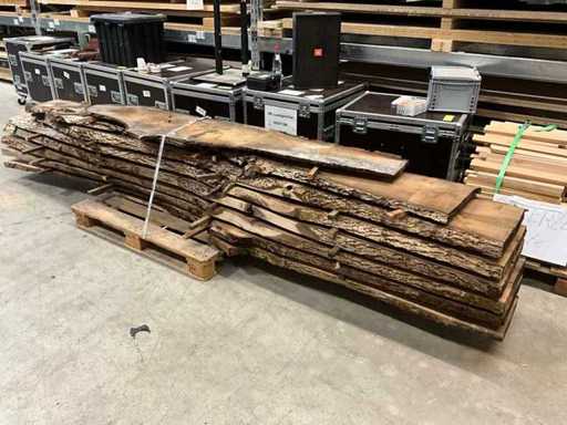 Walnut block fabric / 3.80 long / diameter thickest part approx. 55cm / sawn into 5.5 cm / 6 planks