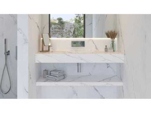 Washbasin double + shelf Calacatta White 120cm