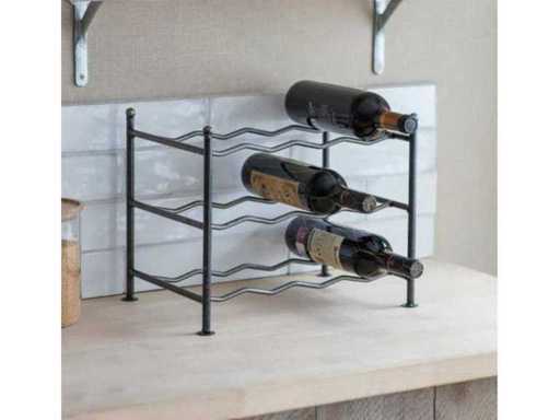 1 Standing Metal Wine Rack for 12 bottles + 1 Wooden Wall Rack for wine and glasses