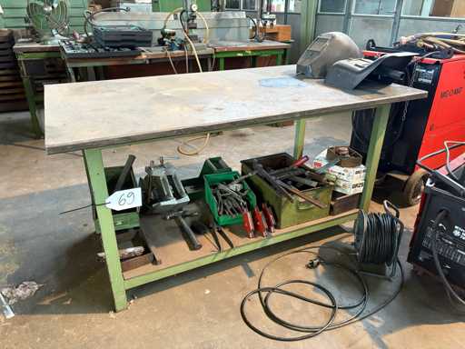   Steel table with contents