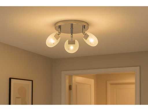 6 x LED Ceiling Light – 3 Spots – 3 x 5W – 4000K Neutral White – Silver – HL7160L